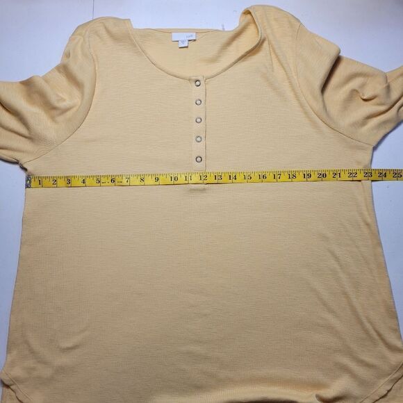 J. Jill Butter Yellow Henley Top Long Sleeve Tee T-shirt Pima Cotton Women's XL - Picture 11 of 12